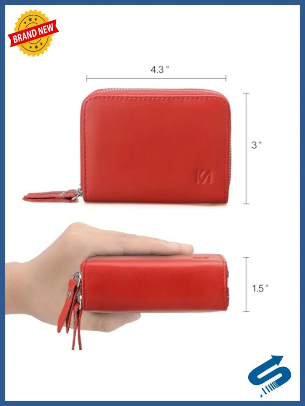 Slim RFID Blocking Credit Card Holder with ID Window, Double Zipper Wallet,